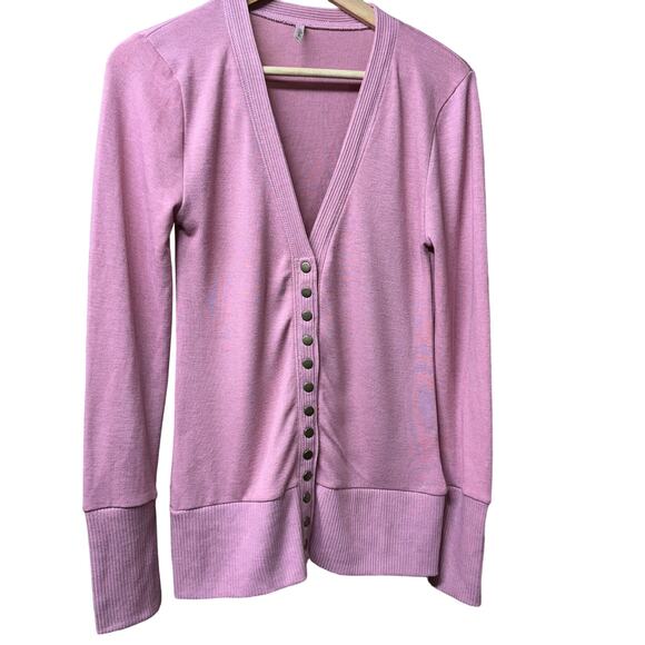 42Pops Cozy Cardigan Button Sweater Pink Women Medium - Picture 1 of 10